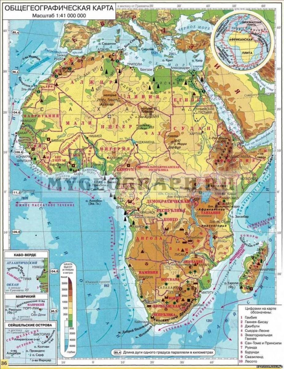 Скачать контурную карту 7 класс африки каринская