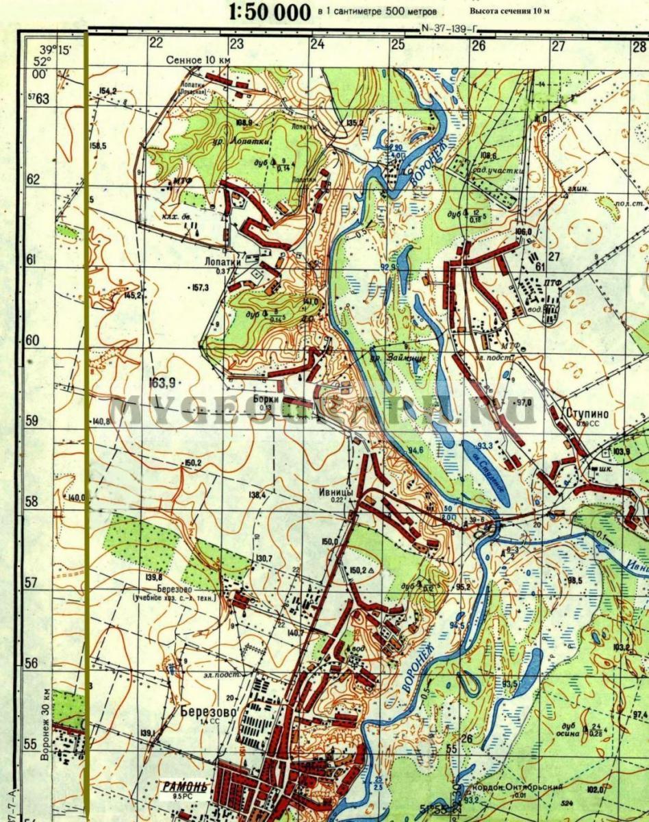 Воронежская область топографическая карта