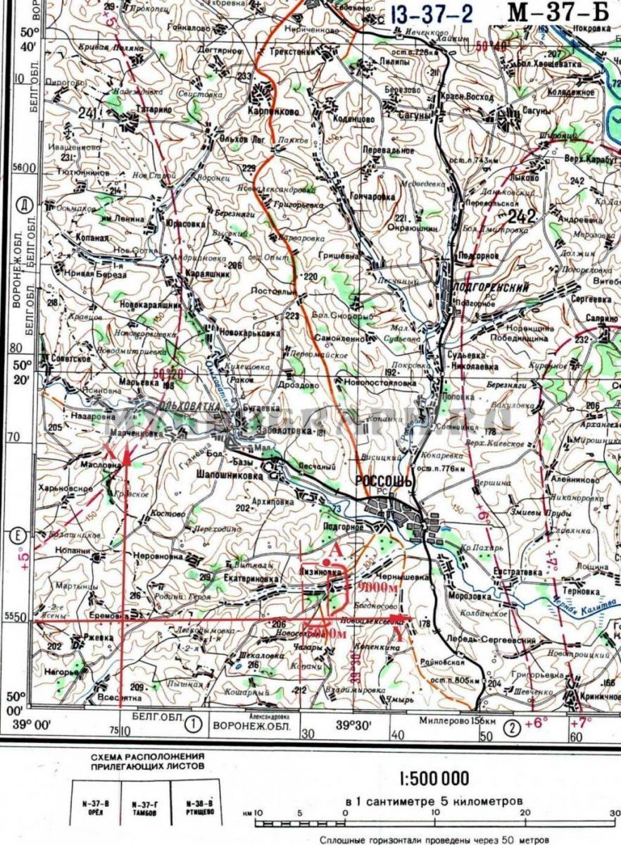 Топографическая карта россошь