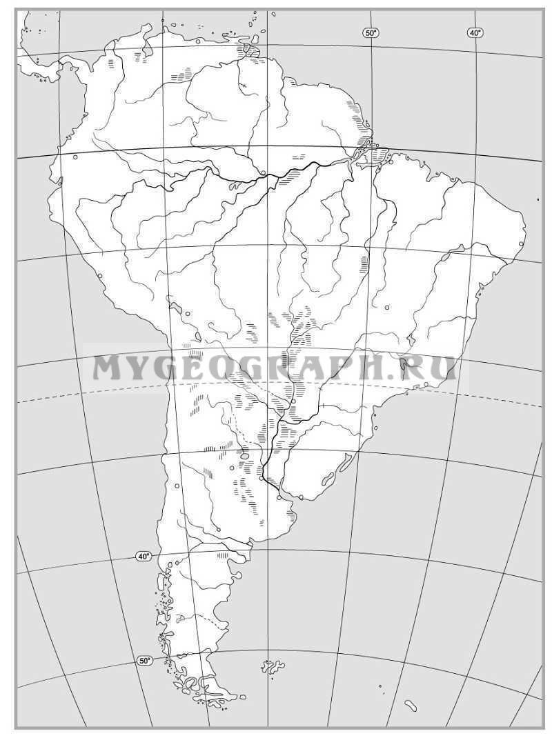 Контурная карта. Южная Америка – MyGeograph.ru