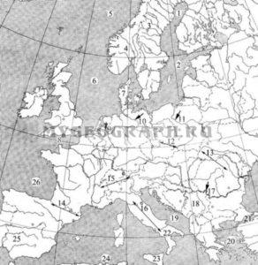 Карта Европы. Определи географические объекты